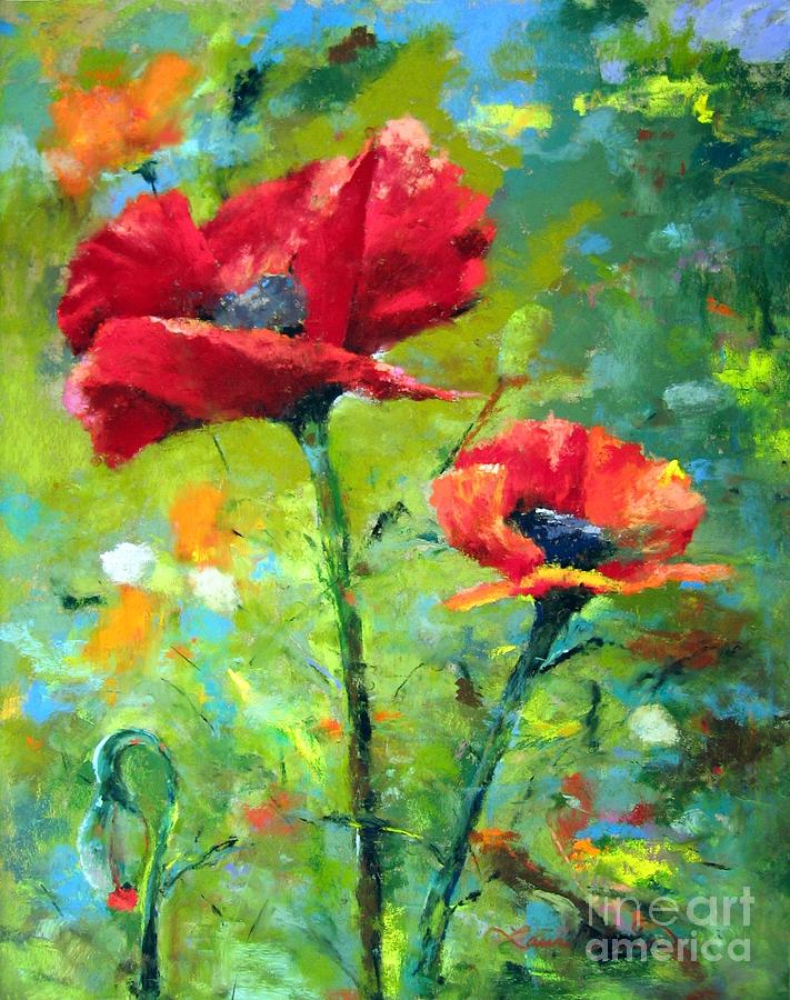 Spring Painting - Pair of Poppies by Laurel Astor