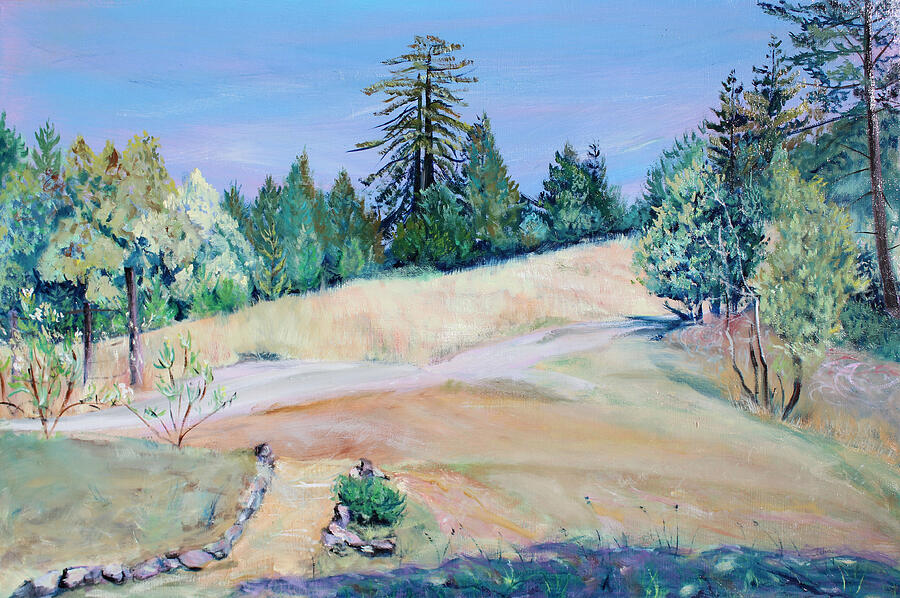Northern California Painting - Pair of Thousand Year Old Redwood Trees by Asha Carolyn Young