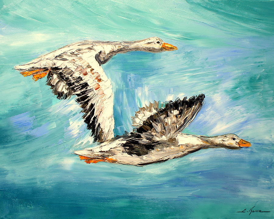 Pair of Wild Geese Painting by Luke Karcz