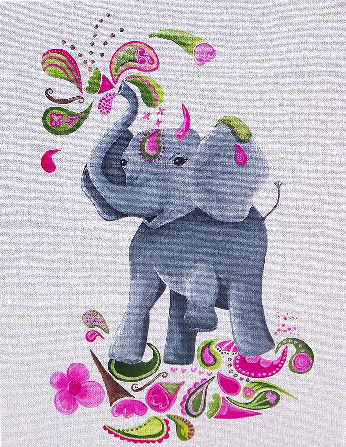 Elephant Painting - Paisley Stomp by Tracie Davis