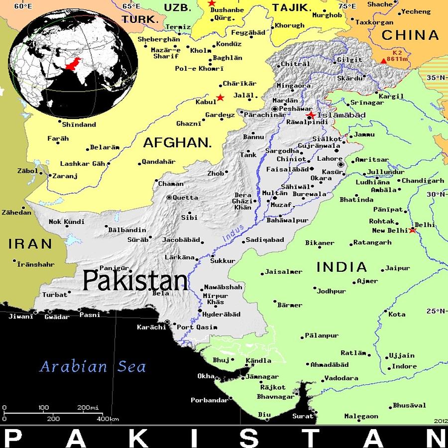 Pakistan Exotic Map Mixed Media by Florene Welebny
