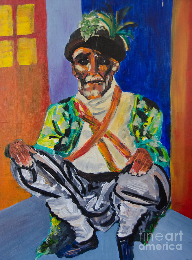 Pakistani Man Painting by Amy Fearn