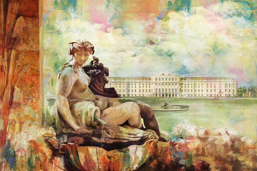 Palace and Gardens of Schonbrunn Painting by Catf