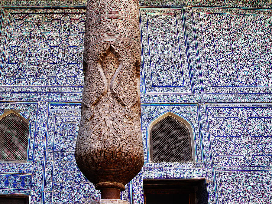 Palace Carved Wood Column Photograph by Mamoun Sakkal