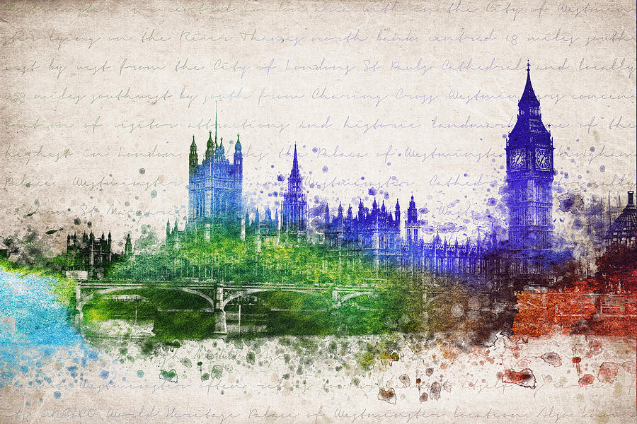 London Digital Art - Palace of Westminster by Aged Pixel