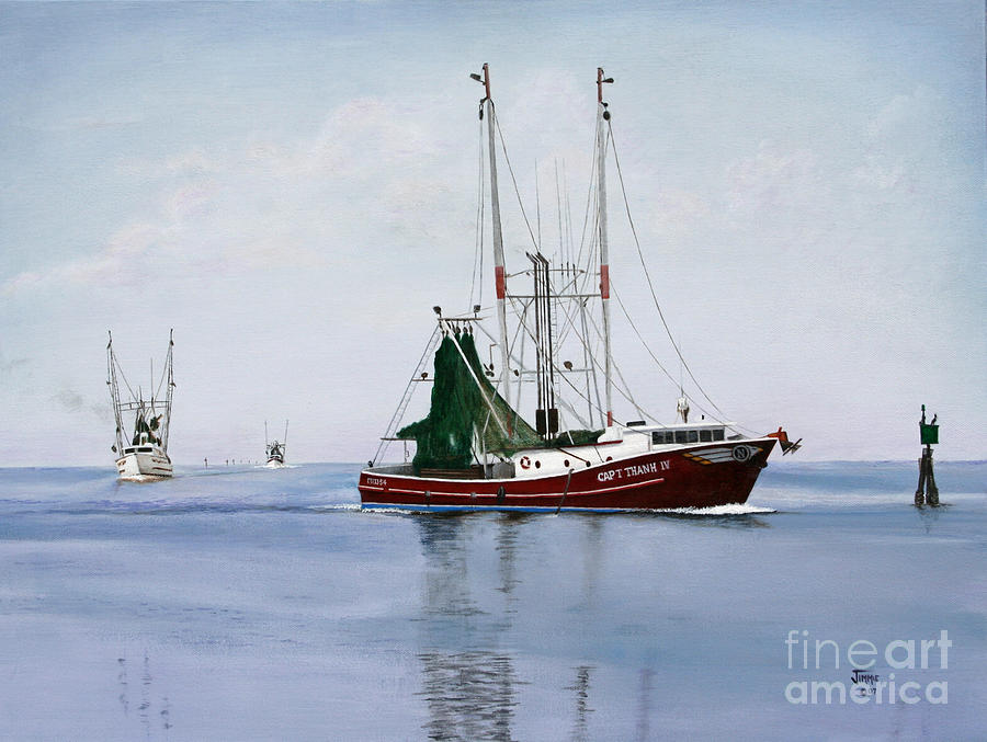 Palacios Boats Painting by Jimmie Bartlett