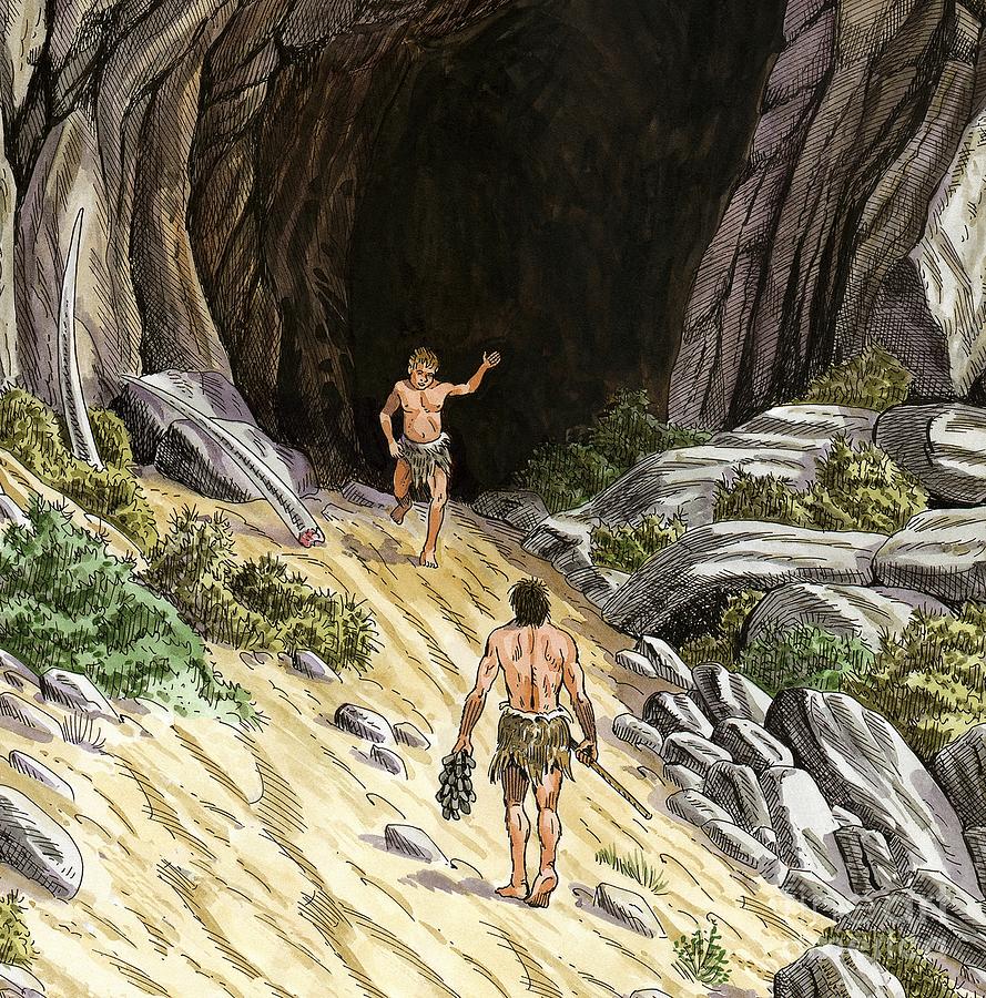 Palaeolithic Cave Dwellers, Artwork Photograph By Luis Montanya/marta ...