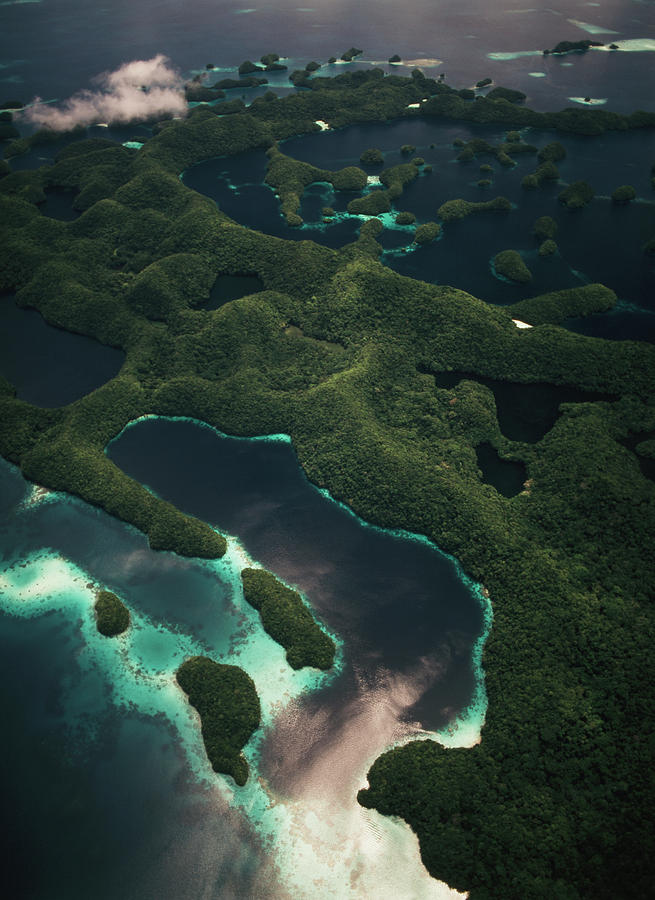 Aerial View Photograph - Palau, Micronesia, Aerial View Of Rock by Stuart Westmorland