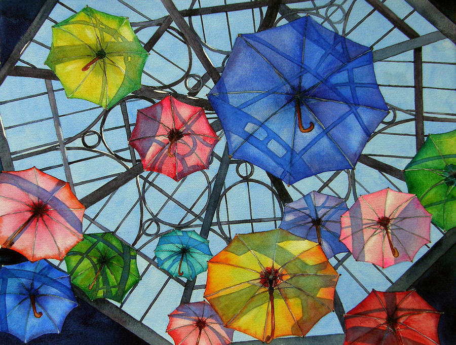 Umbrella Painting - Palazzo Parasols by Judy Mercer