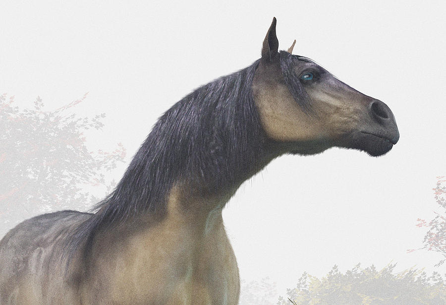Pale Blue-Eyed Horse Digital Art by Daniel Eskridge