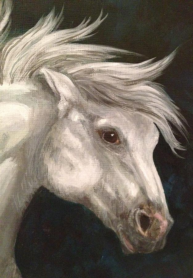 Pale Grey Horse Painting by K Simmons Luna - Fine Art America