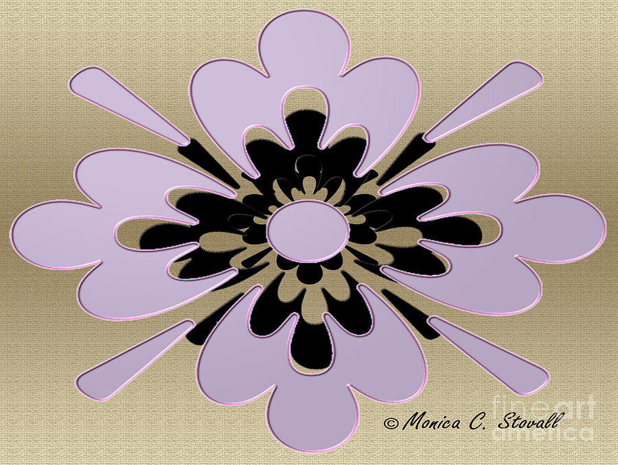 Pale Lilac on Gold Floral Design Digital Art by Monica C Stovall
