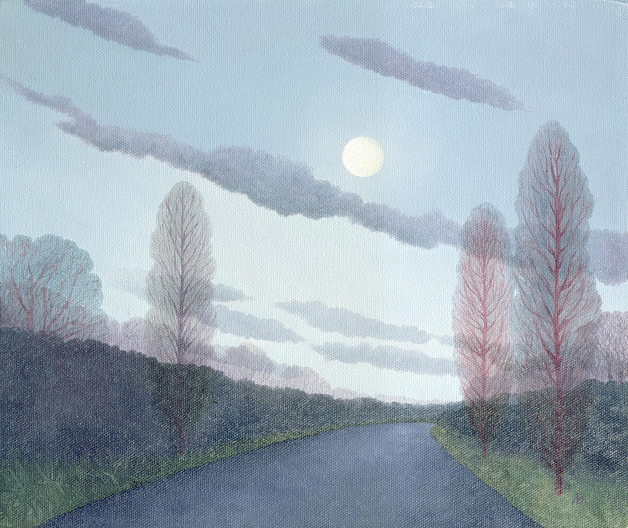 Tree Photograph - Pale Moon, 2002 Oil On Canvas by Ann Brain