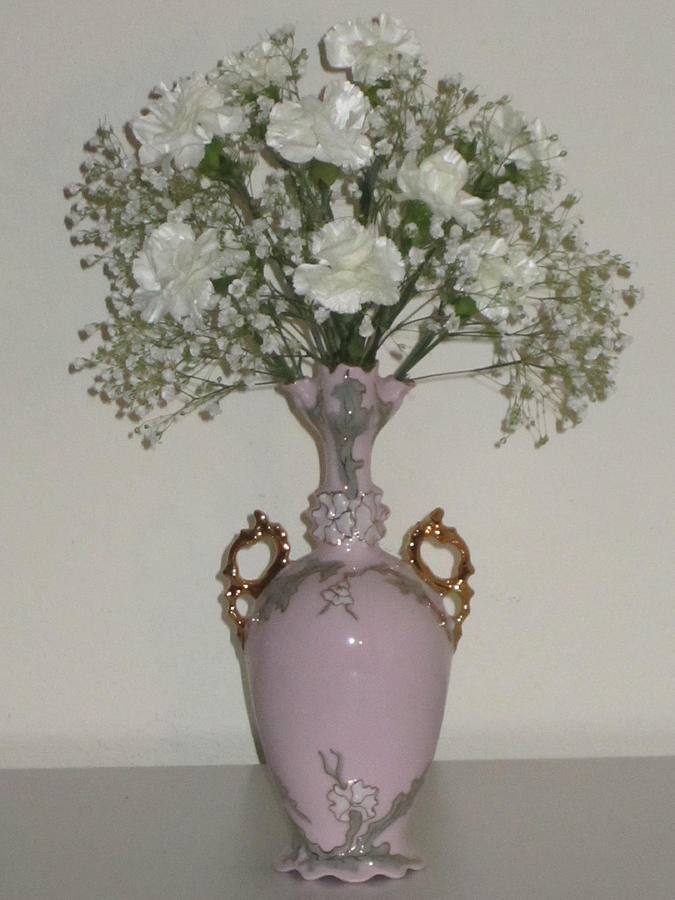 Minimalist Digital Art - Pale Vase White Flowers by Good Taste Art