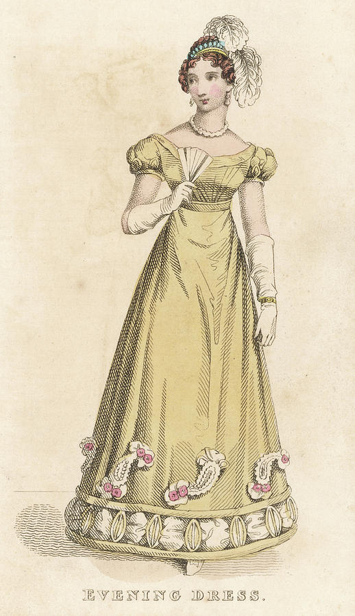 Pale Yellow Gown With Short, Puffed Drawing by Mary Evans Picture ...