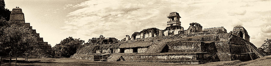 Palenque Panorama sepia Photograph by Weston Westmoreland