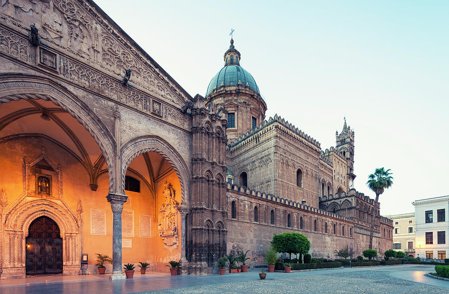 Palermo Cathedral At Dusk, Sicily Italy Photograph by Romaoslo