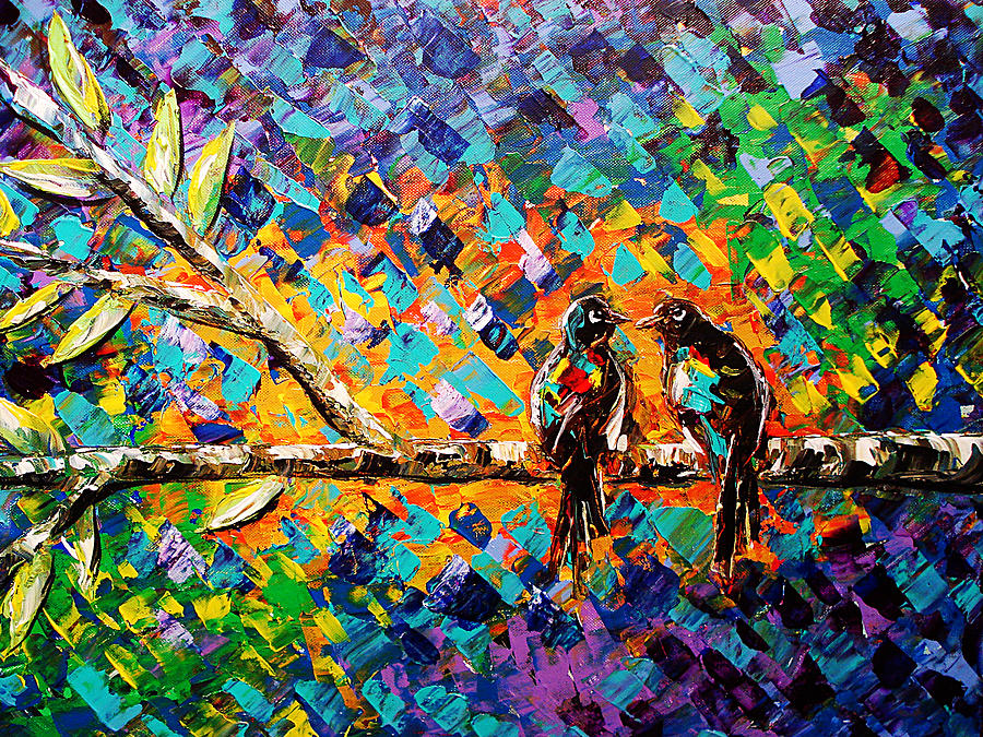 Bird Painting - Palette Knife 4 by Paula Shaughnessy