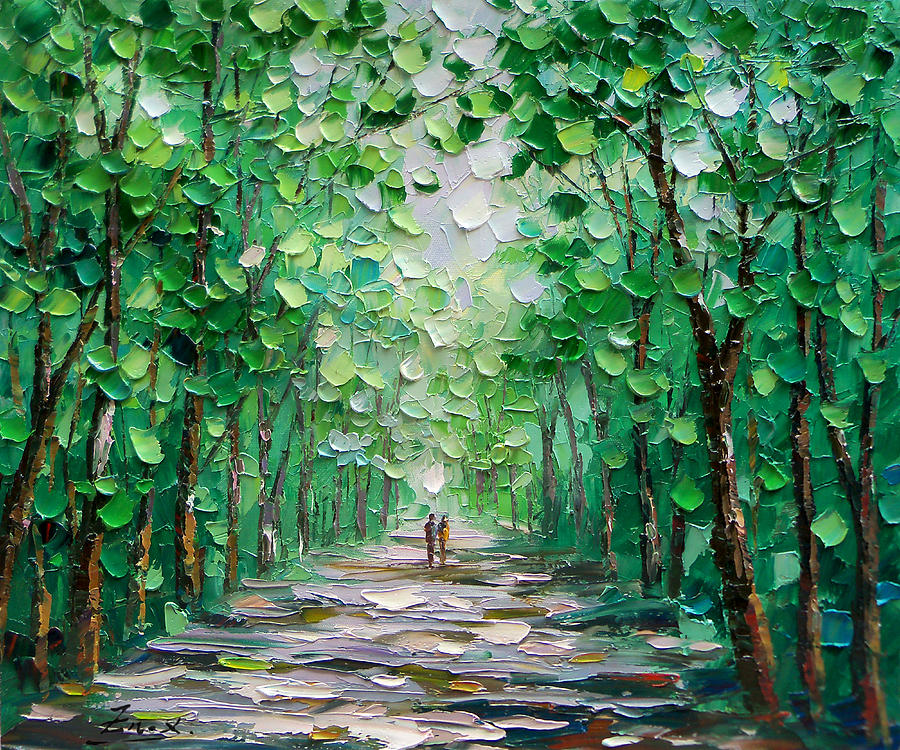 Palette Knife Oil Painting Forest Landscape Painting By Enxu Zhou