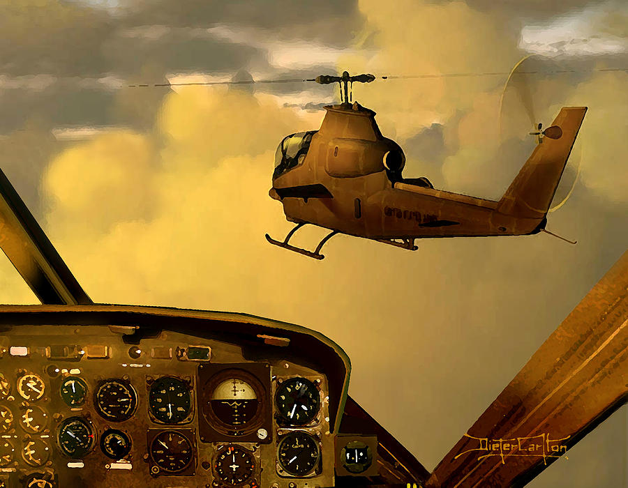 Helicopter Painting - Palette of the Aviator by Dieter Carlton