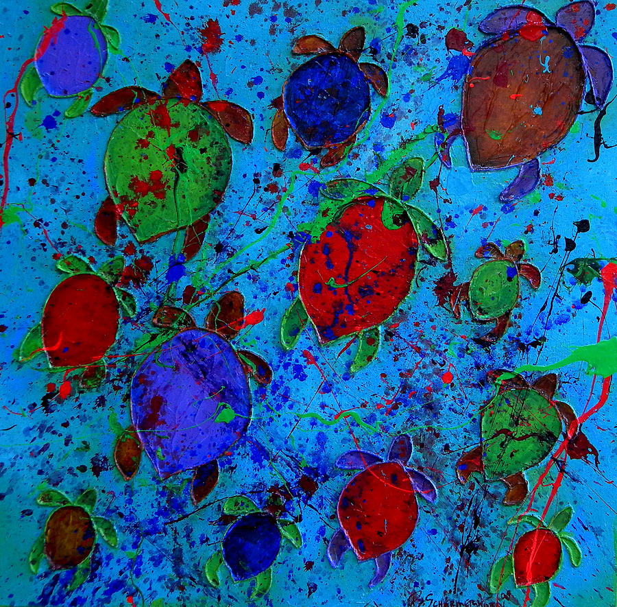 Palette of Turtles Painting by Patti Schermerhorn