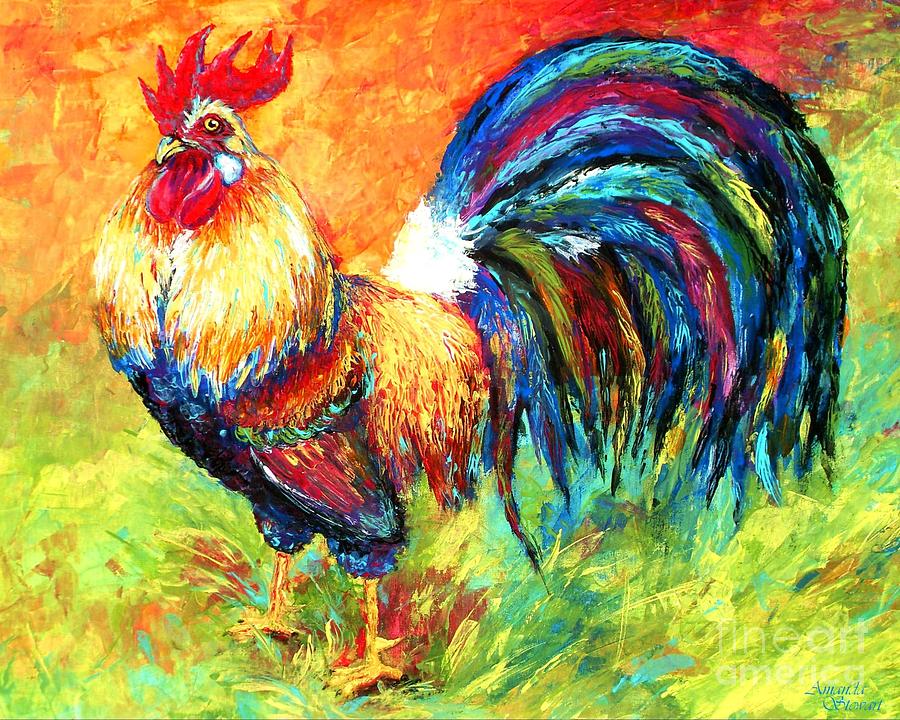Rooster Painting - Pallet Rooster by Amanda Hukill