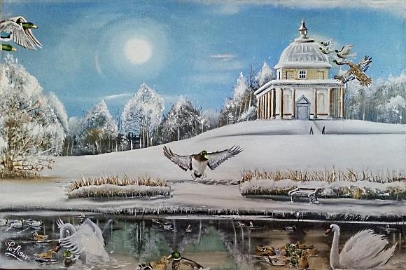 Hardwick Park Winter Painting by John Palliser