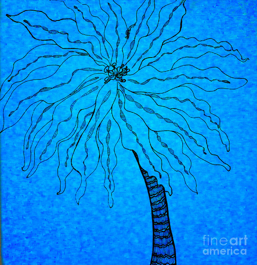 Palm Blue Drawing by Anita Lewis