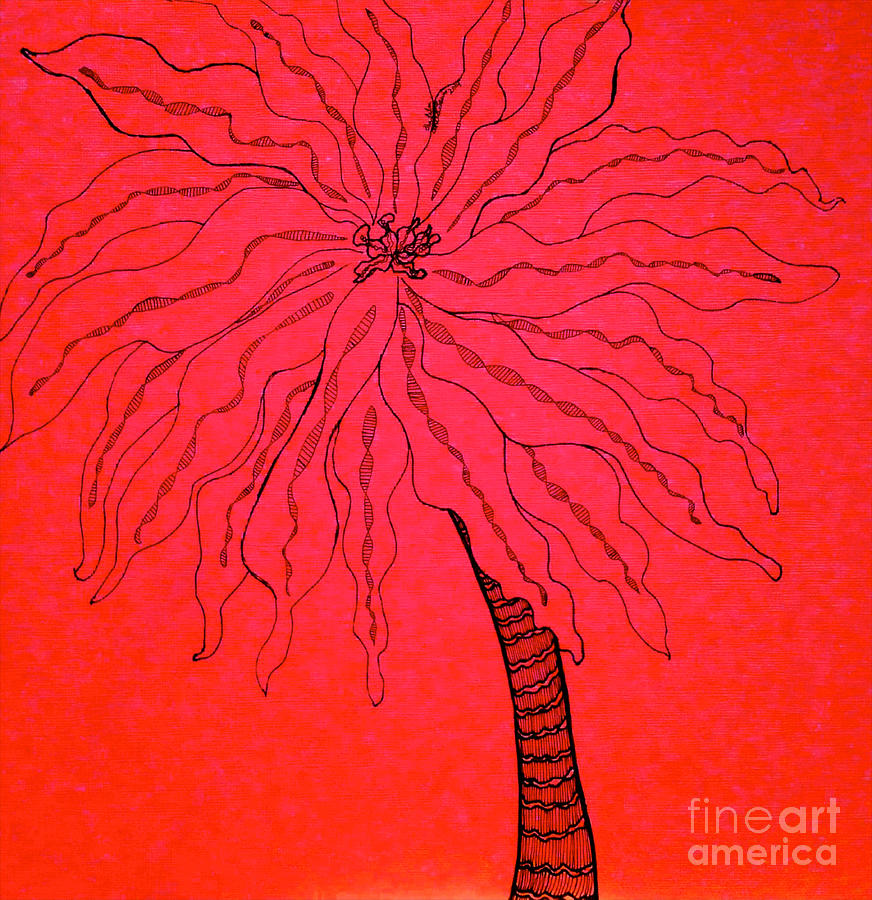 Palm Red Drawing by Anita Lewis