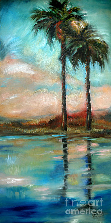 Palm Refection Uno Painting by Linda Olsen