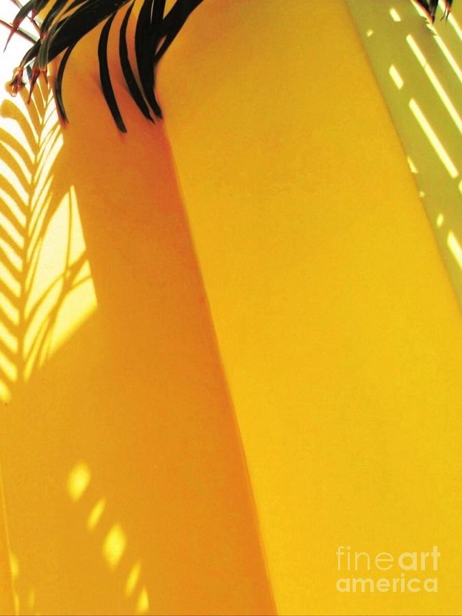V Palm Shadow on Yellow Wall - Vertical Digital Art by Lyn Voytershark