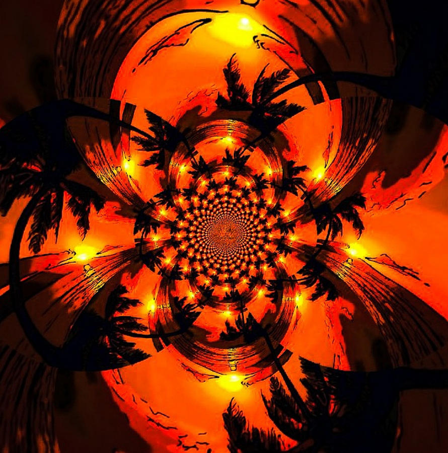 Palm Sun Fractal Digital Art by Karen Buford