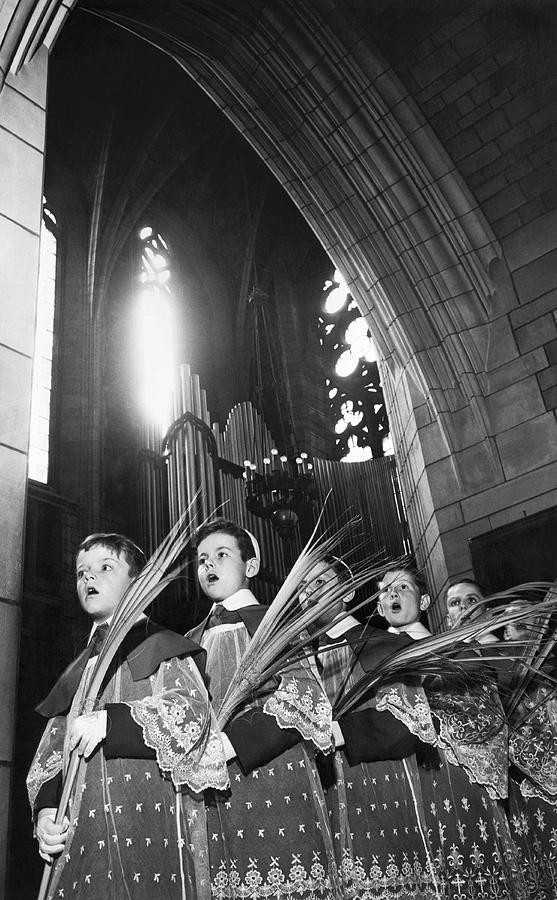 Palm Sunday Choir Boys Photograph by Underwood Archives