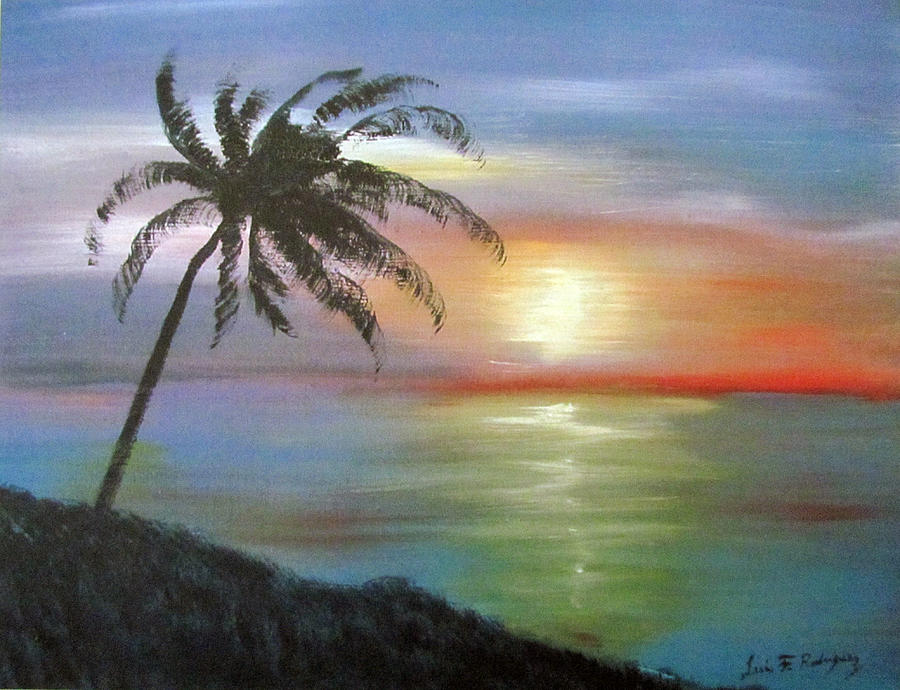 Palm Sunset Painting by Luis F Rodriguez