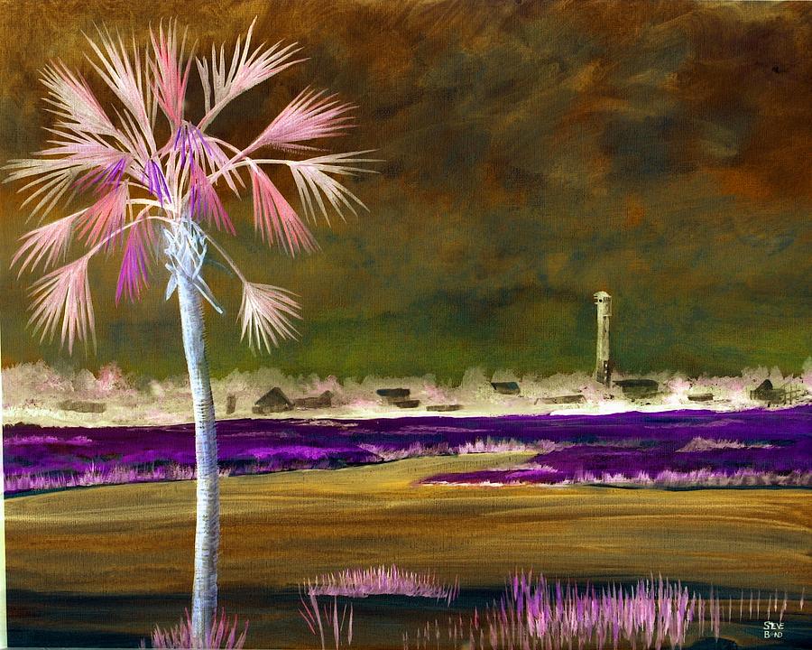Palm tree 0n Causeway Painting by Virginia Bond