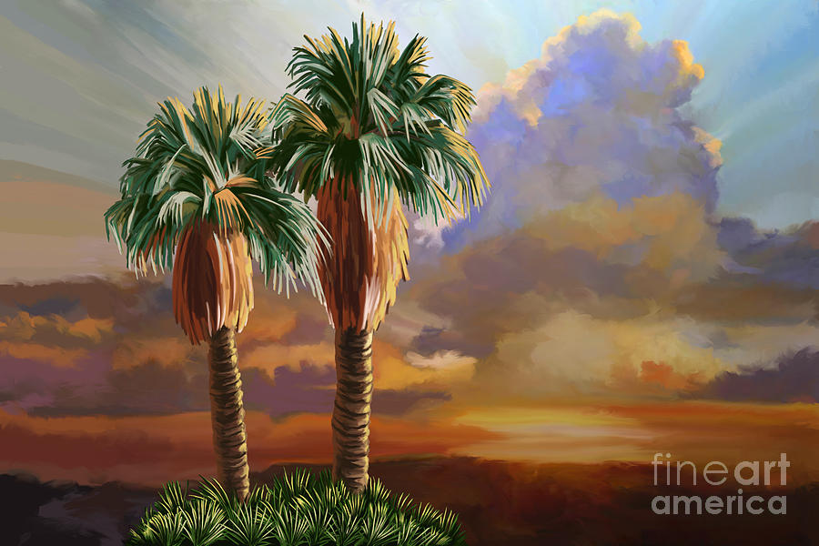 Palm Tree Cabo Sunset Painting by Tim Gilliland