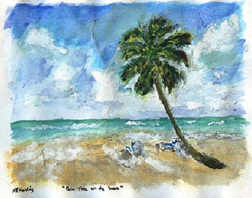 Palm Tree on the beach Painting by Kevin Harding - Fine Art America