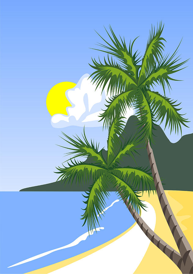 Palm tree on the tropical beach Digital Art by Peter Jurik - Fine Art ...