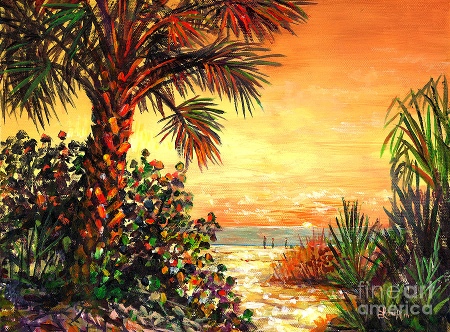 Palm Tree Path Painting by Lou Ann Bagnall