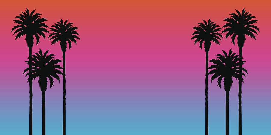 Palm Tree Sunset Background Drawing by RobinOlimb