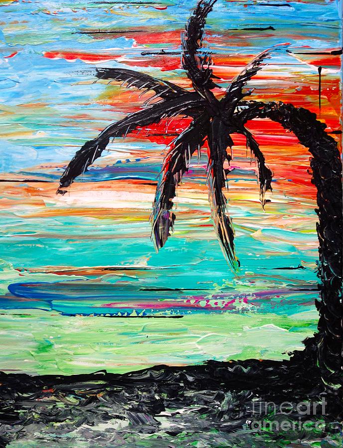 Palm Tree Sunset Painting by Jacqueline Athmann