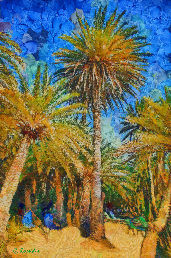 Palm trees Painting by George Rossidis