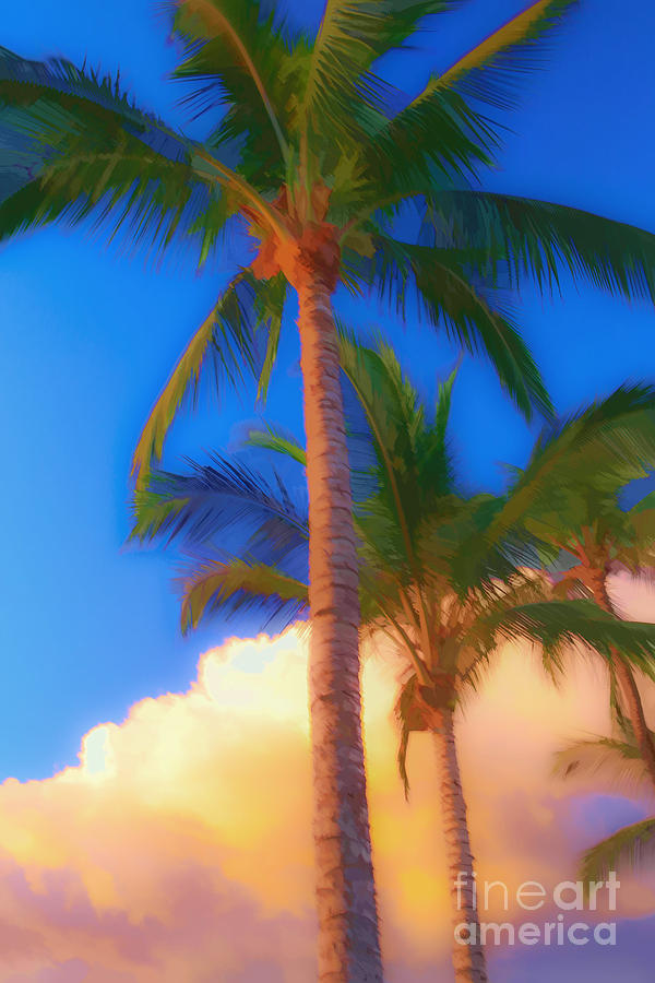 Palm Trees Hawaii Watercolor Photograph by Edward Fielding