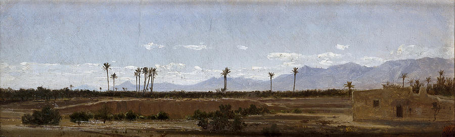 Palm trees in Elche Painting by Carlos de Haes