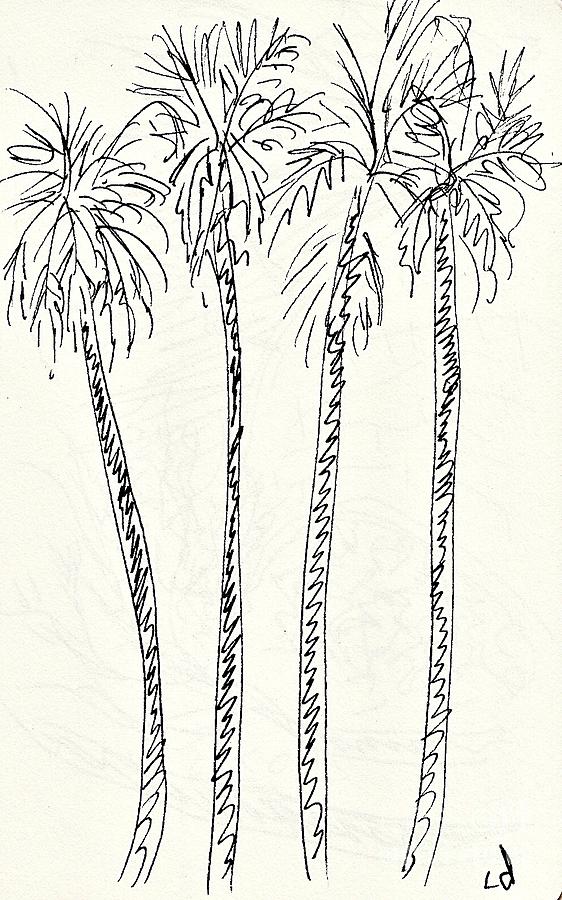 Palm trees in the Parque de la Bateria Drawing by Chani Demuijlder
