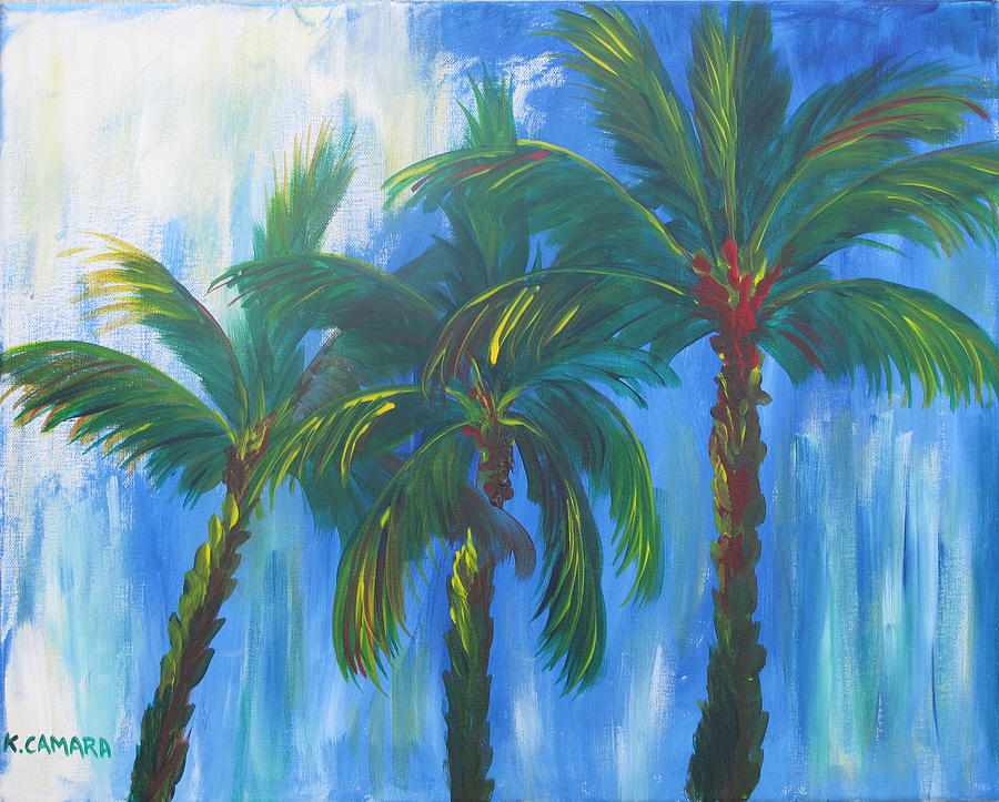 Palm Trio Painting by Kathie Camara