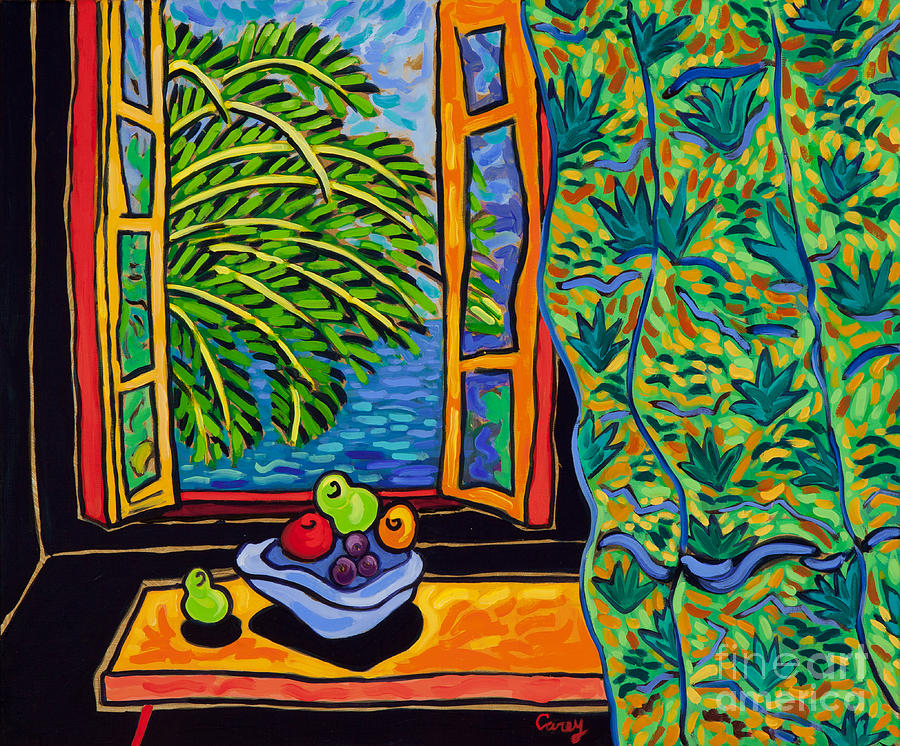Palm Window Painting by Cathy Carey