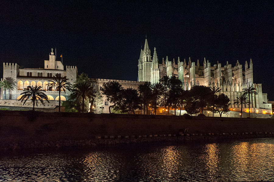 Palma cathedral Mallorca at night Photograph by Gary Eason