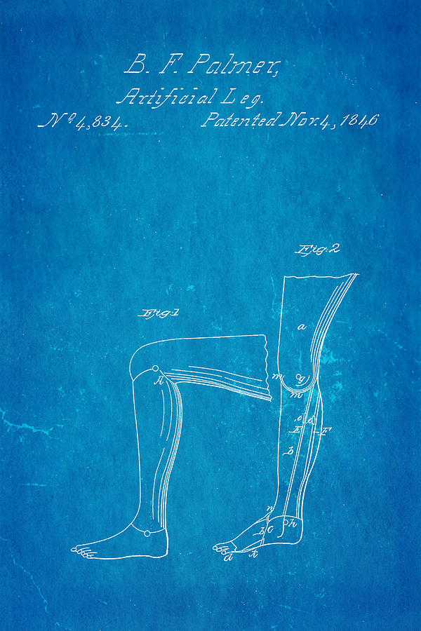 Vintage Photograph - Palmer Artificial Leg Patent Art Blueprint 1846 by Ian Monk