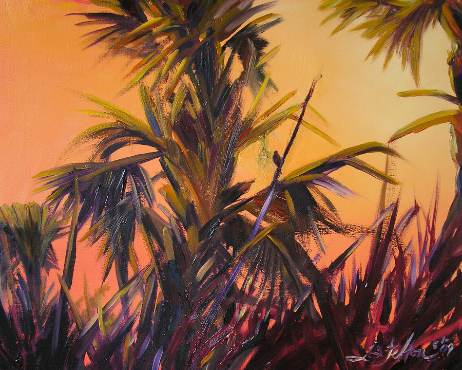 Palmettos at Dusk Painting by Julianne Felton